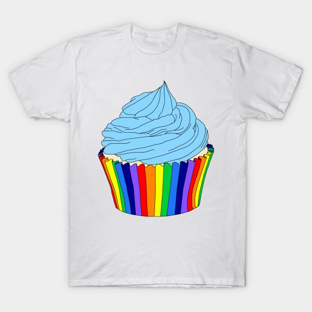 Rainbow Cupcake with Blue Icing T-Shirt by Art by Deborah Camp